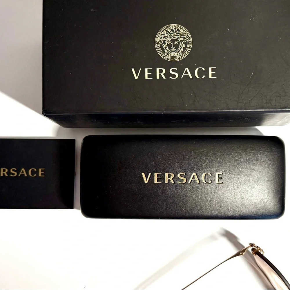 Versace VE2196B Rose Gold Cat Eye Sunglasses with Brown Gradient Lenses